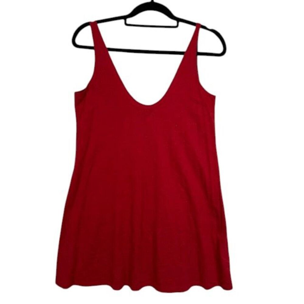 Eileen Fisher Red Embroidered‎ Cotton Long Tunic Tank or Mini Dress Size Small